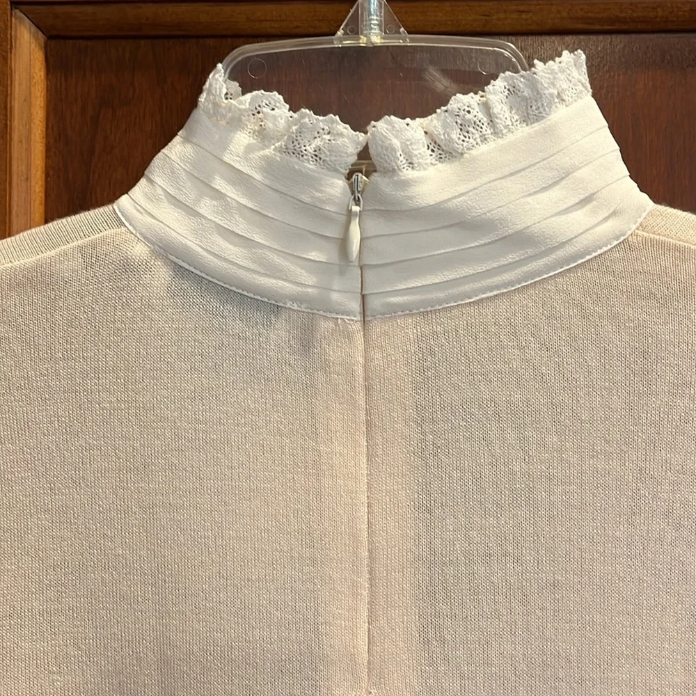 NWT Sandro Gorgeous Wool & Silk High Neck Knit Pearl Cuff sz 2/M - Picture 3 of 6